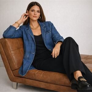 8 BY YOOX Oversized Denim Blazer Plaid Sz 44/US Large $325 {2C39}